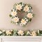 Set of 2 24"D Peach Dahlia Floral Wreath Includes a Complimentary Black Metal Wreath Hanger